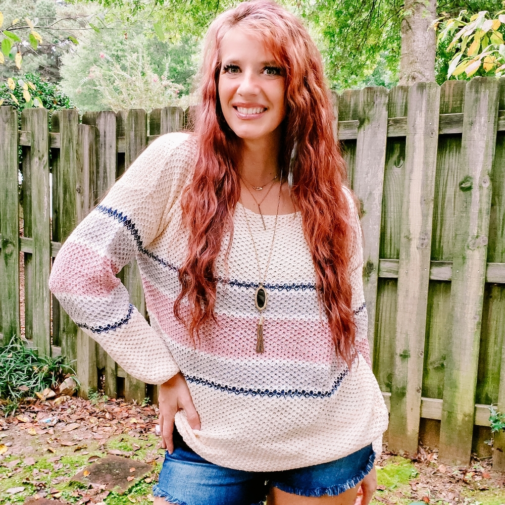 SOLD!! BiBi Large gauge stripe sweater NWT - Picture 9 of 9